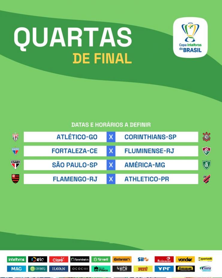 Definidos os duelos das quartas de final da Copa do Brasil