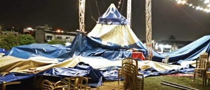 Temporal causa destelhamentos, quedas de árvores e danos em estrutura de circo em Chapecó