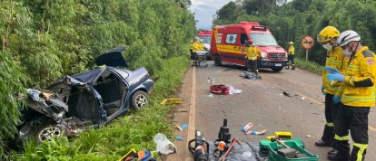 Gestante e duas crianças morrem após grave acidente na SC-154, em Passos Maia
