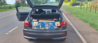 PMRv apreende 5 mil maços de cigarros contrabandeados na SC-160 em Campo Erê