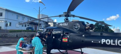 Aeronave da Polícia Civil realiza transferência de paciente com infarto entre hospitais no Oeste