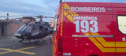 Criança atropelada em Nova Erechim é transferida de helicóptero ao HRO em Chapecó