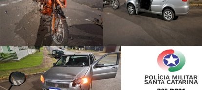 Colisão entre carro e motocicleta deixa dois feridos em Xanxerê