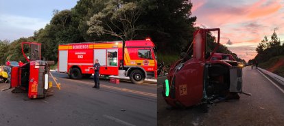 Motorista fica ferido após saída de pista e veículo lateralizar em Ponte Serrada