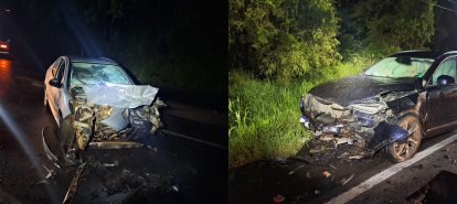 Condutor fica gravemente ferido após aquaplanagem seguida de colisão frontal na SC-157