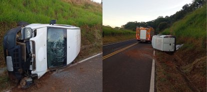 Carro capota na SC-154 em Itá e deixa quatro pessoas feridas, incluindo duas crianças