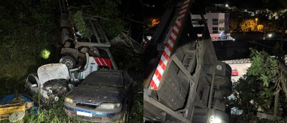 Caminhoneiro fica gravemente ferido após sair da pista e atingir oficina mecânica em Seara