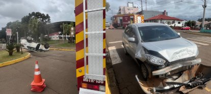 Carro capota após colisão em São Domingos e passageira fica presa