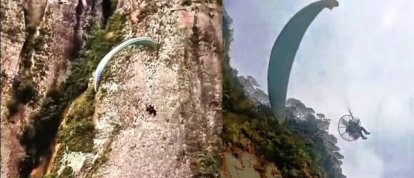 VÍDEO: Um piloto de paramotor ficou preso em uma árvore na Serra do Corvo Branco