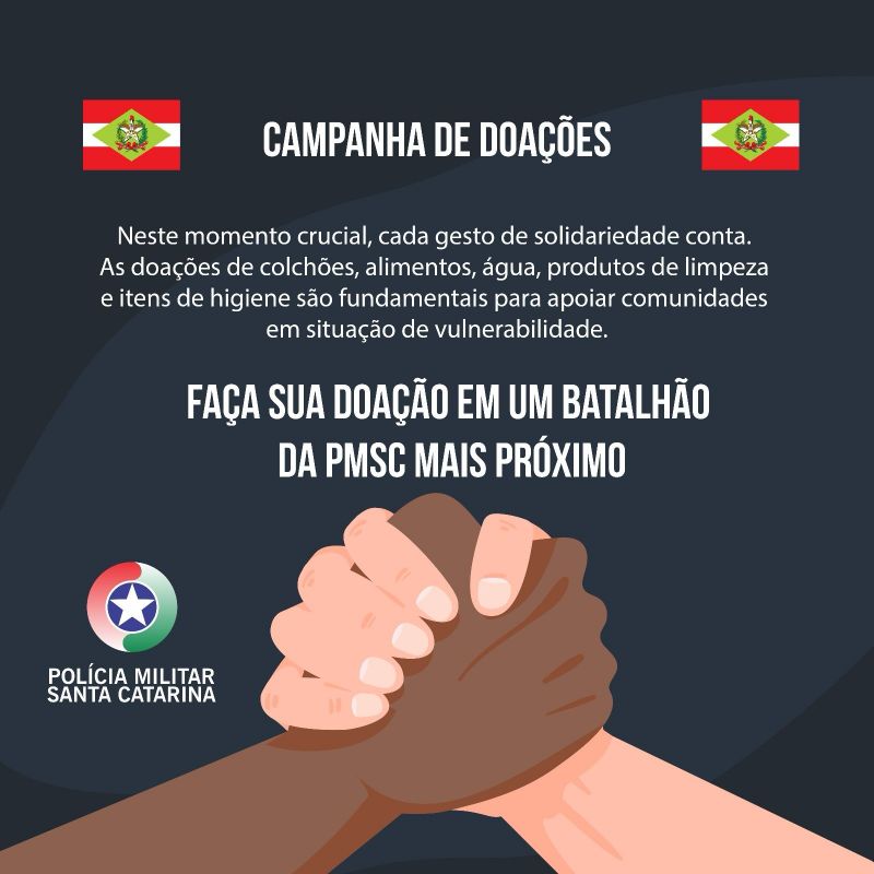 Polícia Militar organiza campanha de arrecadação de doações para famílias atingida pelos eventos climáticos