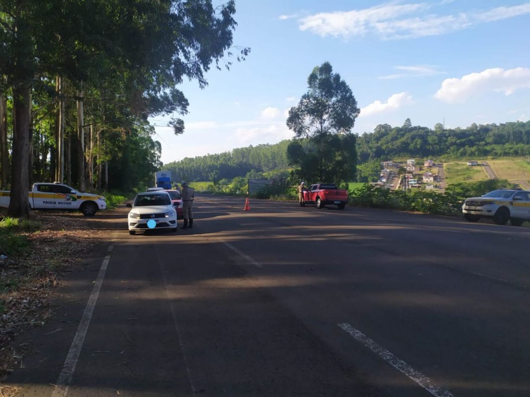 Nesta quinta-feira (25), fiscalização ocorreu na SC-283, em Palmitos / Foto: PMRv
